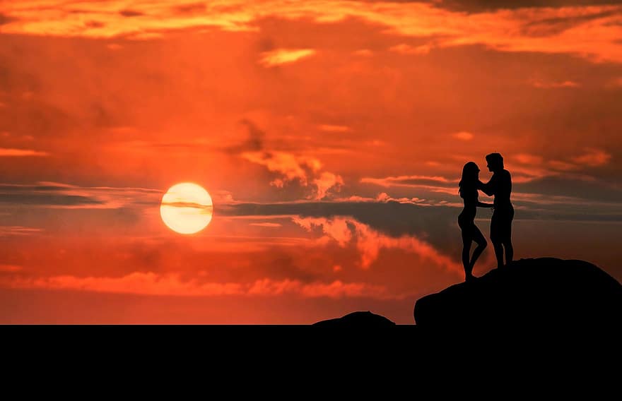 sunrise-couple-silhouette-sunset-people-love-summer-landscape-together